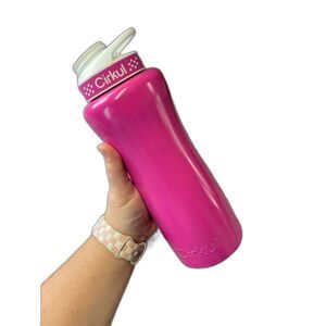 Rare Cirkul 32 oz Hot Pink Shiny Stainless Steel Water Bottle White Lid Base